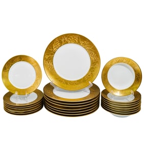 (23 pcs) JL Coquet Limoges "Khazard" Porcelain Plates & Bowls