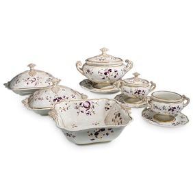 (9 pcs) Flight Barr & Barr Purple Floral Porcelain Set