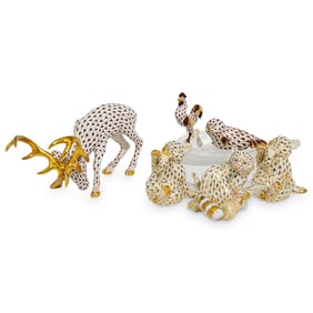 (6 Pcs) Herend Guild Gold Fishnet Porcelain Collection