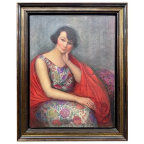 Angel Zarraga (Mexican. 1886-1946) Portrait of Yvonne Csote Painting