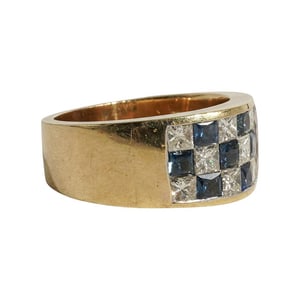Oscar Heyman Style 18k Gold, Sapphire and Diamond Ring