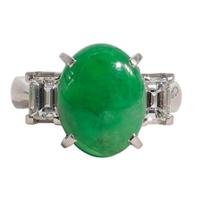 Art Deco Style Platinum and Jadeite Ring