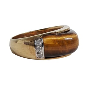 Retro 14k Gold and Tiger Eye Ring