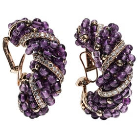 Cartier 18k Gold and Amethyst, and Diamond Earrings