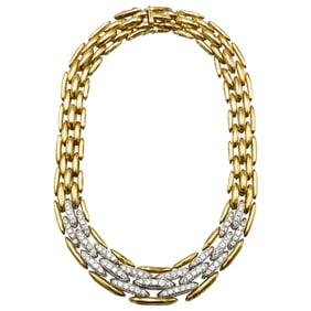 Italian 18k Gold and Diamond Link Necklace