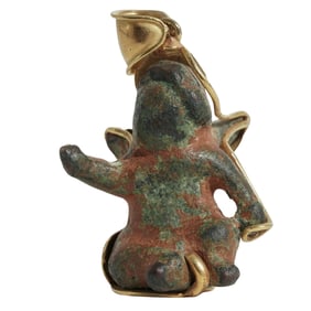 18k Gold and Ancient Greco Roman Bronze Pendant