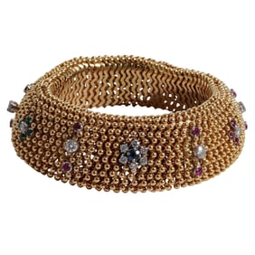 Bulgari 18k Gold, Diamond and Multi Gem Bracelet