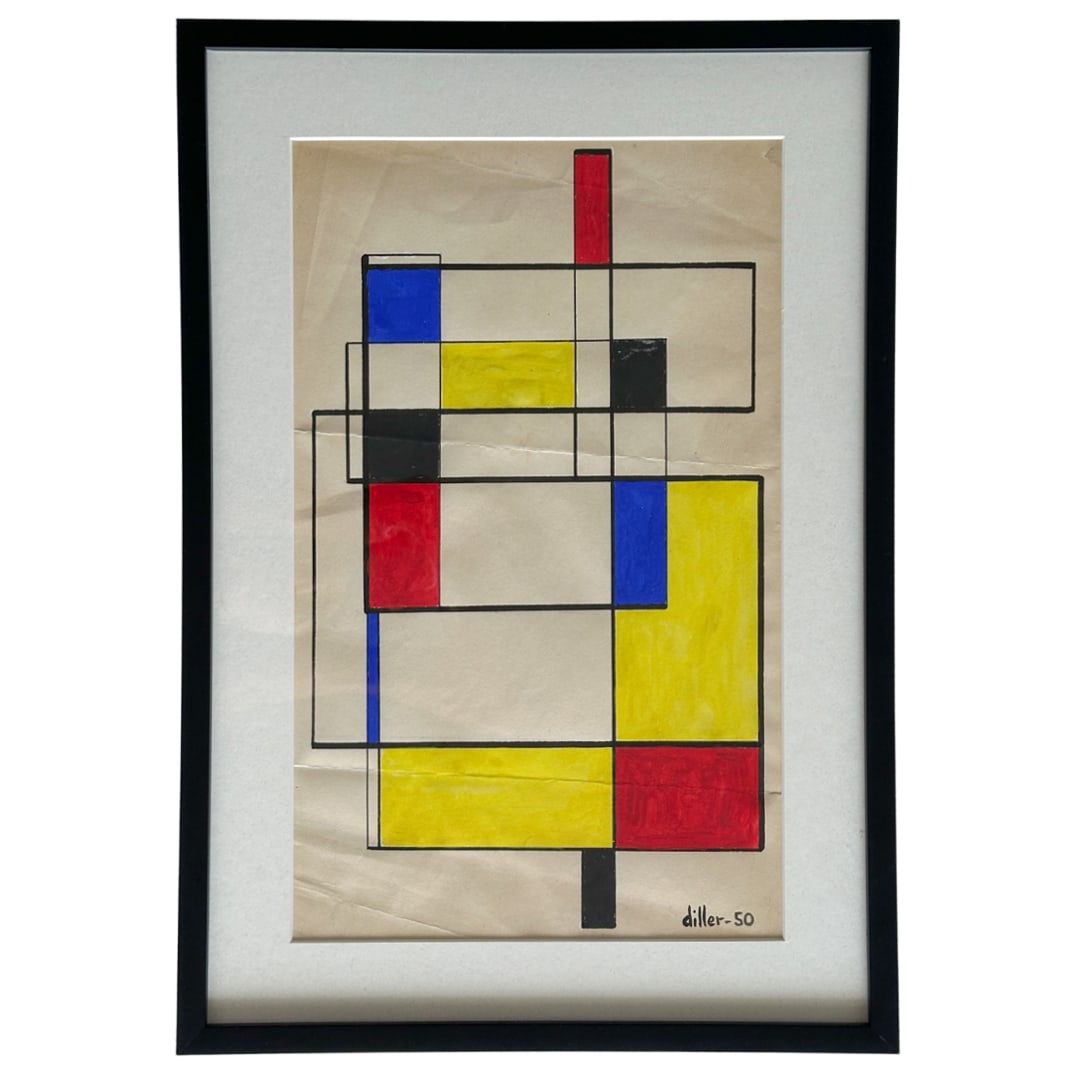 Burgoyne Diller (1906-1965) Abstract Geometric Gouache on Paper (1 of 3)