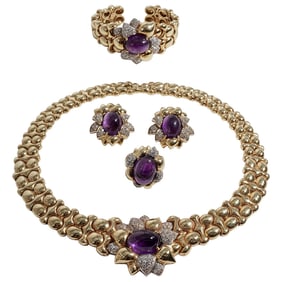 Carati Two-Tone 18K Gold, Amethyst and Diamond Set