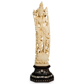 Hindu Saraswati Goddess Bone Carving