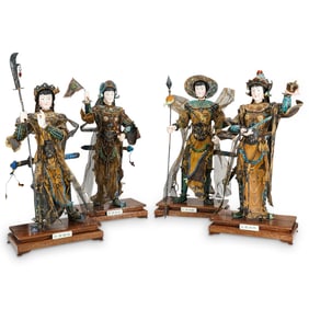 Chinese Vermeil Silver Cloisonne Enameled Warriors