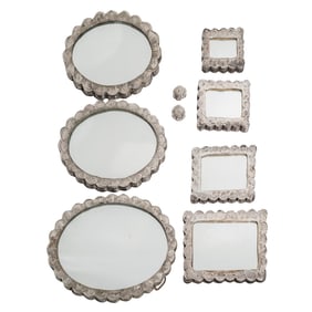 (7 Pcs) Peruvian Repousse Sterling Silver Mirrors