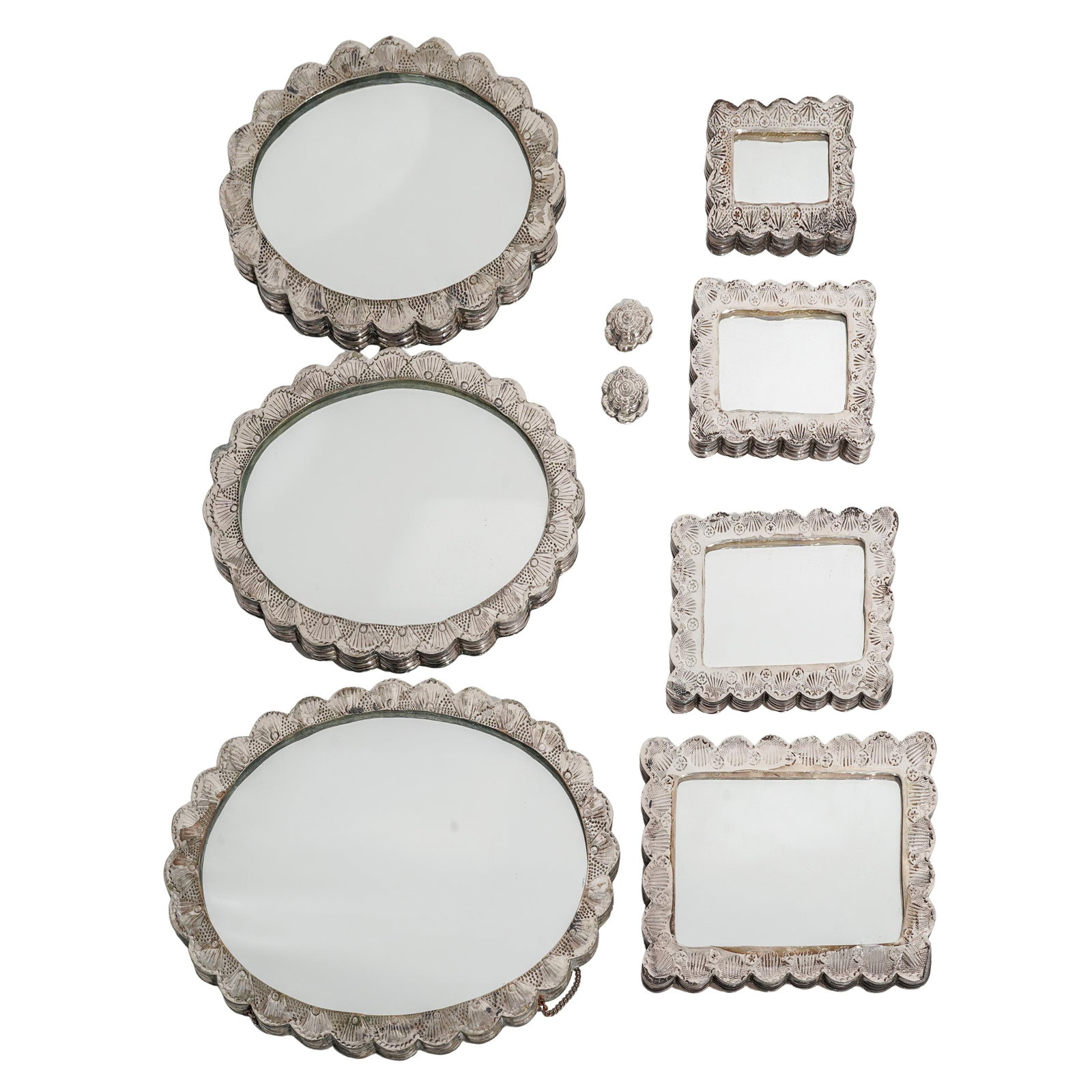 (7 Pcs) Peruvian Repousse Sterling Silver Mirrors (1 of 15)