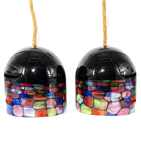 Pair of Massive Toso and Massari for Leucos "Tinta" Murano Pendant Lights
