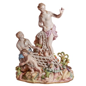 Antique Meissen "The Capture of Tritons" Porcelain Group Figure