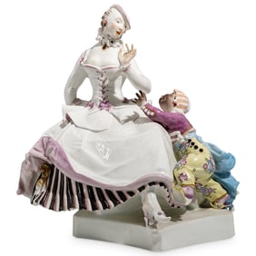 Late 19th Cent. Meissen "Apple Tease" Porcelain Large Figural Group