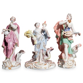 (3 Pc) Meissen Porcelain Allegorical Figurines Grouping