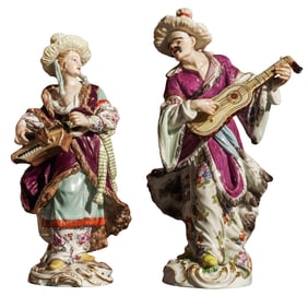 Pair Of Meissen Porcelain Malabar Musicians Figures