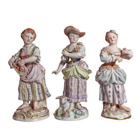 (3 Pc) Late 19th Cent. Meissen Porcelain Female Figures Grouping