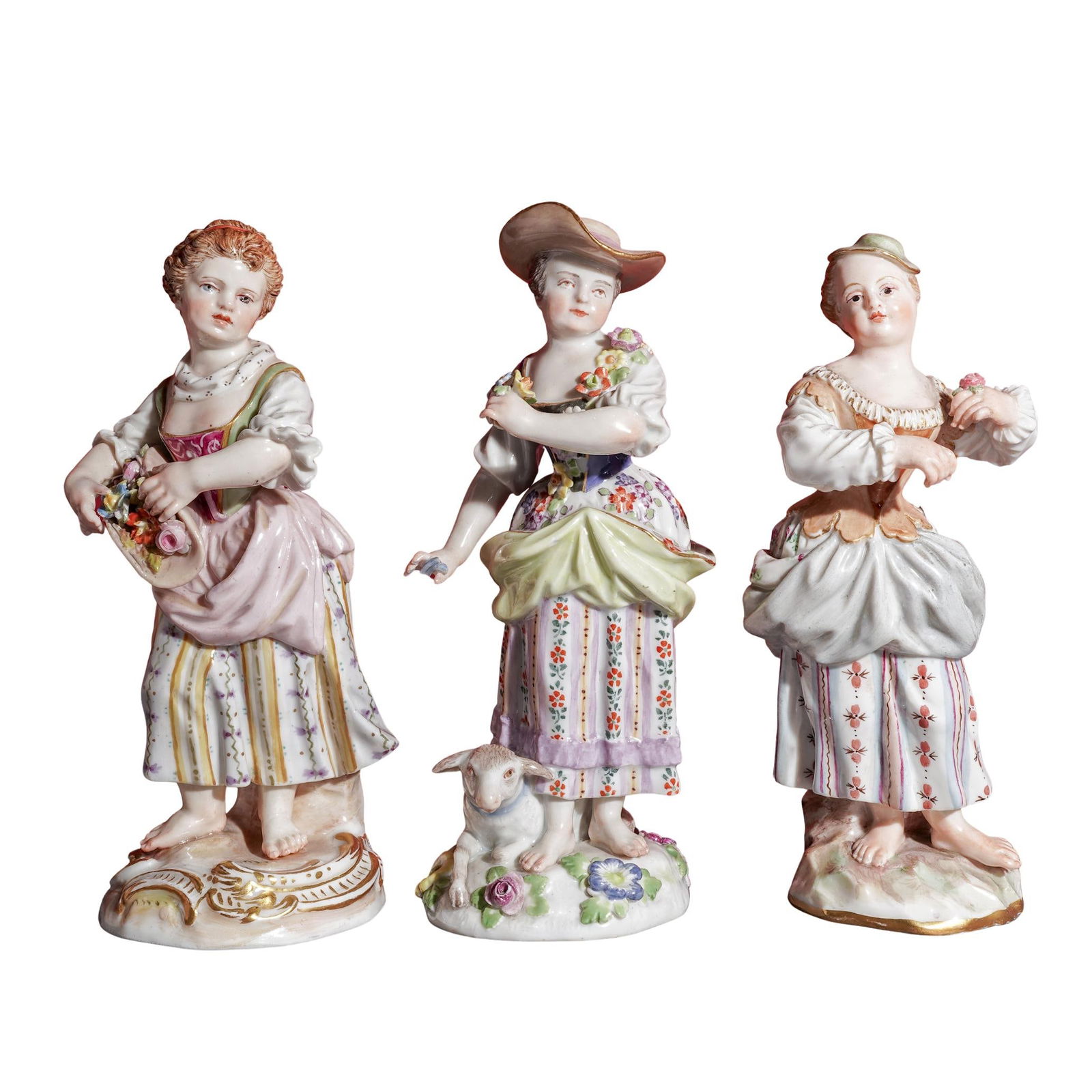 (3 Pc) Late 19th Cent. Meissen Porcelain Female Figures Grouping (1 of 10)