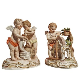 (2 Pc) Pair Of Late 19th Cent. Meissen Porcelain Figures