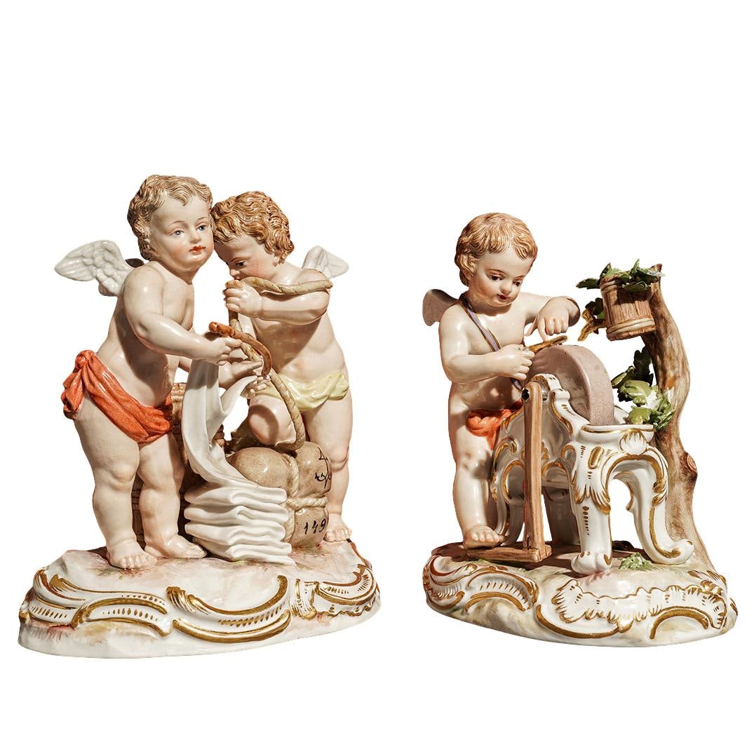 (2 Pc) Pair Of Late 19th Cent. Meissen Porcelain Figures (1 of 10)