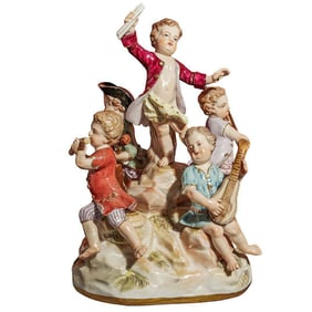 Antique Meissen "Five Children Musicians" Porcelain Group Figure