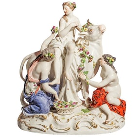 Late 19th Cent. Meissen "Europa and The Bull" Porcelain Figure Group