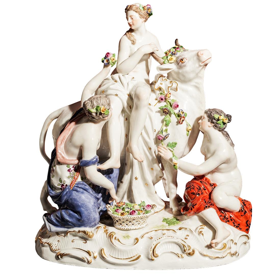 Late 19th Cent. Meissen "Europa and The Bull" Porcelain Figure Group (1 of 8)