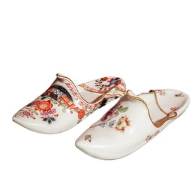 (2 Pc) 19th Cent. Meissen Porcelain Oriental Slippers