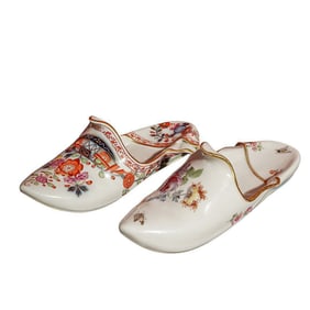 (2 Pc) 19th Cent. Meissen Porcelain Oriental Slippers