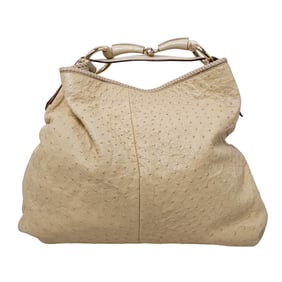 Gucci Ostrich Large Horsebit Chain Shoulder Bag