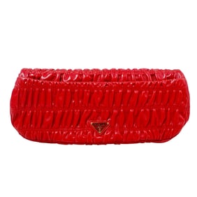 Prada Red Capretto Gaufre Leather Clutch