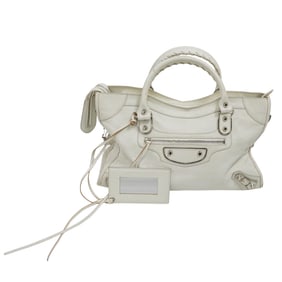 Balenciaga Chevre Silver Metallic Edge Hardware City White