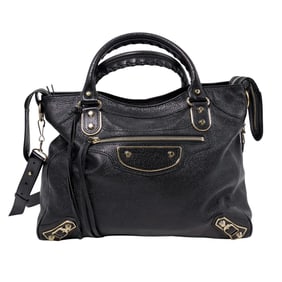 Balenciaga Chevre Silver Metallic Edge Hardware Velo