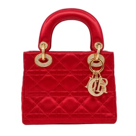 Mini Lady Dior Ravishing Red Silk Satin And Crystal Bag