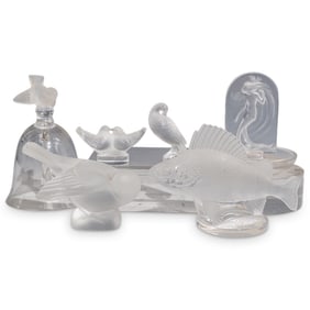 (6 Pcs) Lalique Clear Frosted Crystal Figurines
