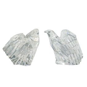 (2 Pcs) Steuben Art Glass Eagle Figurine