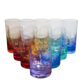 (11 Pcs) Moser Multicolored Crystal Glasses