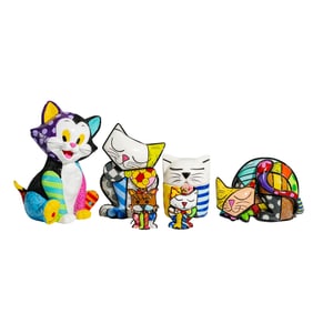 (6 Pcs) Romero Britto (Brazilian, 1963) Limited Edition Cat Figurines