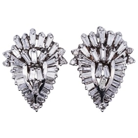 Vintage 14K White Gold and Diamond Earrings