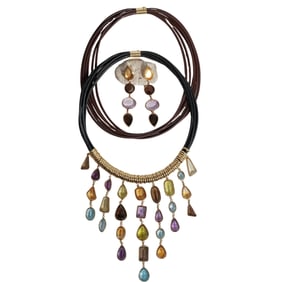 H. Stern 18K Gold Multi-Gemstone Necklace & Earrings Set