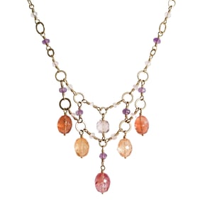 Vintage 18K Yellow Gold and Citrine Necklace