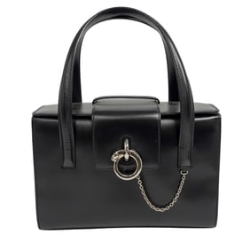 Cartier Vintage Black Leather Double Handle Bag