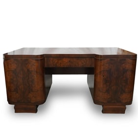 Art Deco Burl Wood Desk