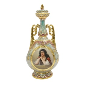 Antique Fine Royal Vienna Porcelain Portrait Vase