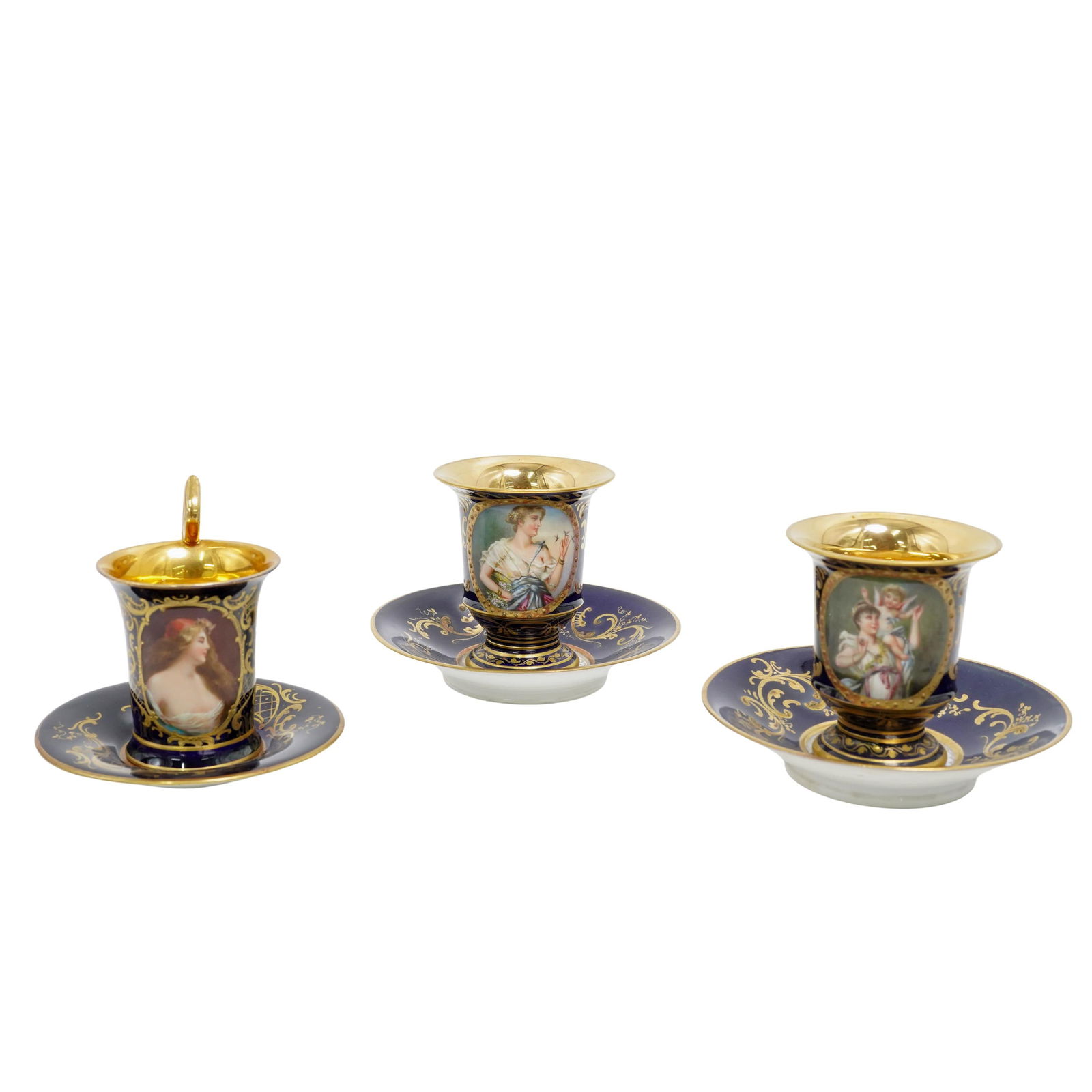 (6 pcs) Royal Vienna Jeweled Portrait Cups & Saucers (1 of 11)