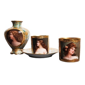 (4 pcs) Royal Vienna Portraiture Porcelain