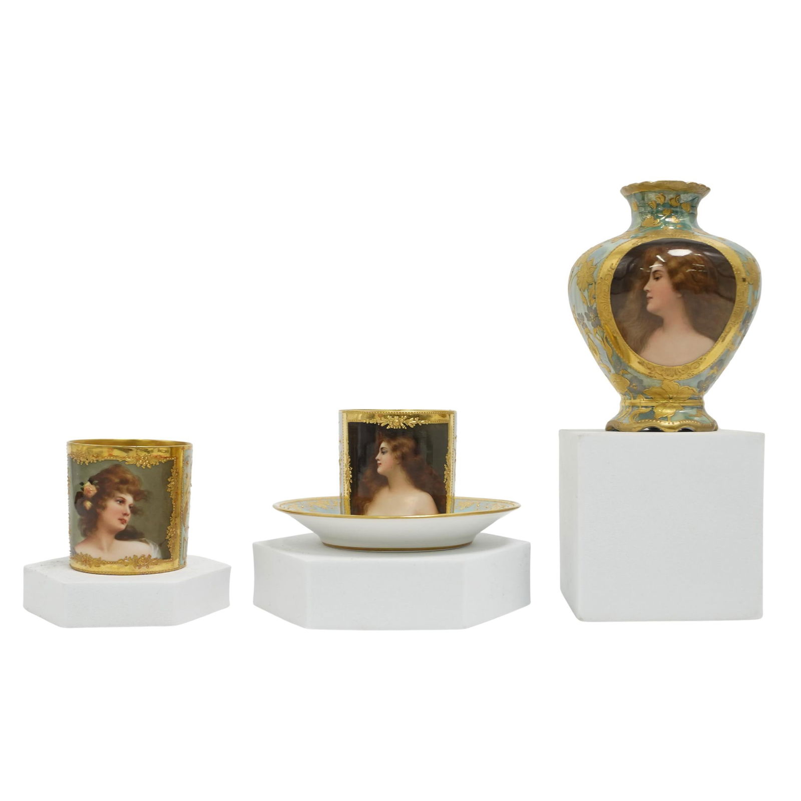 (4 pcs) Royal Vienna Portraiture Porcelain (1 of 13)