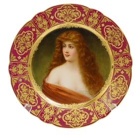 Royal Vienna Signed Jeweled Porcelain Portrait Plate